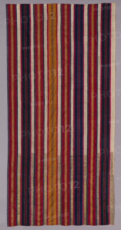 Embroidered Curtain, 17th-18th century. Tunisia, Djerba, 17th-18th century. Embroidery; silk and metallic threads; overall: 276.8 x 136.7 cm (109 x 53 13/16 in.)