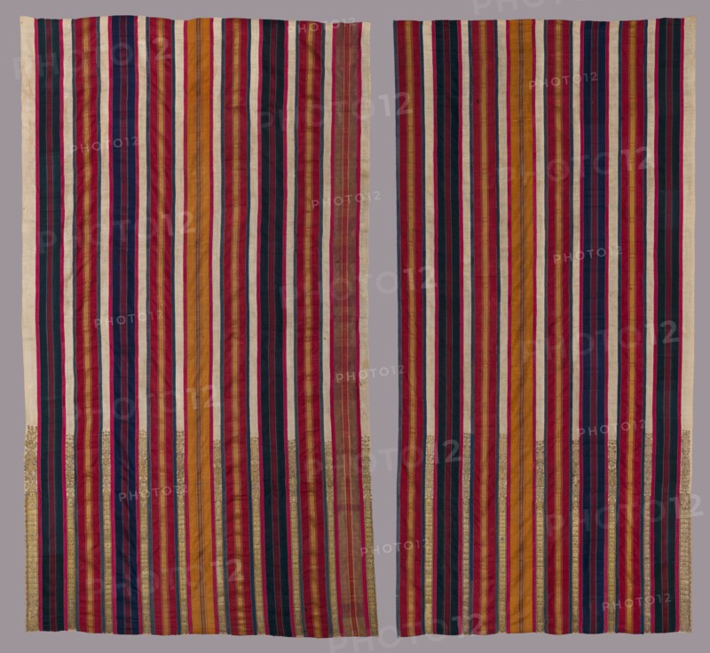 Embroidered Curtain, 17th-18th century. Tunisia, Djerba, 17th-18th century. Embroidery; silk and metallic threads; overall: 281 x 157.7 cm (110 5/8 x 62 1/16 in.)