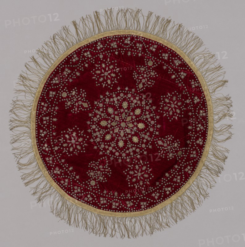 Circular Piece, 1700s. India, 18th century. Embroidery; velvet decorated with silver; overall: 81.5 x 82.6 cm (32 1/16 x 32 1/2 in.)
