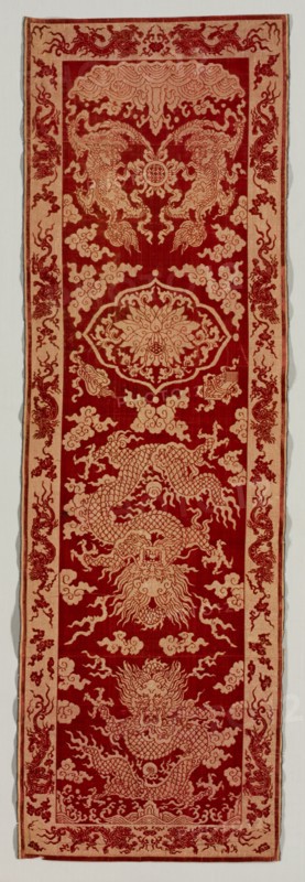 Velvet Strip, mid 1800s. China, Qing Dynasty (1644-1912). Velvet brocade, gold thread; overall: 178.1 x 54.6 cm (70 1/8 x 21 1/2 in.).