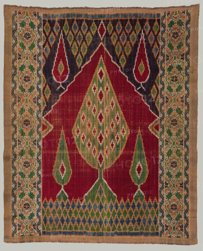 Door curtain, 1800s. Iran, Qajar period. Velvet ikat: silk; overall: 151.1 x 121.9 cm (59 1/2 x 48 in.).