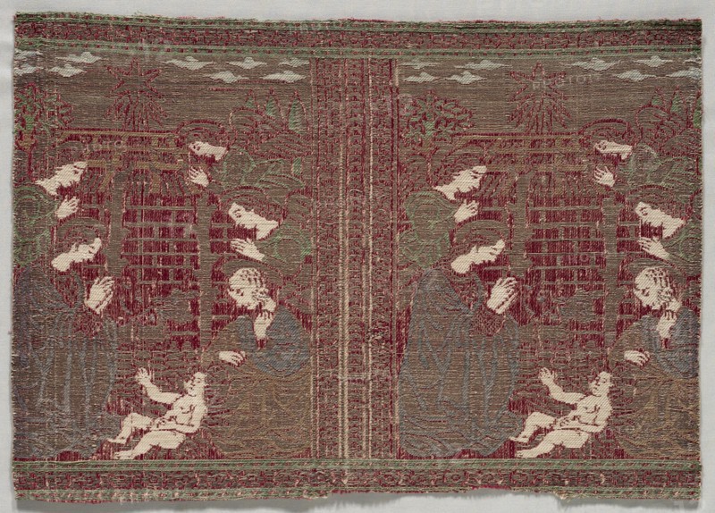 Woven Strip for Ecclesiastical Parameters, early 1500s. Italy, Florence, early 16th century. Lampas weave; overall: 31.7 x 44.4 cm (12 1/2 x 17 1/2 in.)