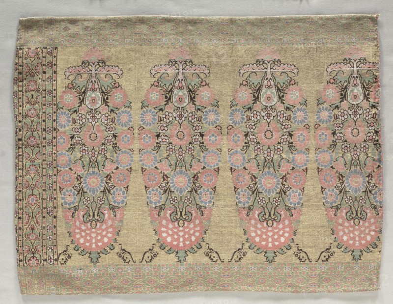 Two Pieces from a Scarf, 1700s. Iran, 18th century. Brocade; overall: 38.5 x 50.5 cm (15 3/16 x 19 7/8 in.)