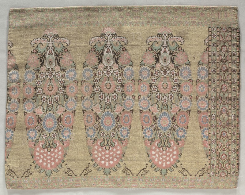 Two Pieces from a Scarf, 1700s. Iran, 18th century. Brocade; overall: 38.7 x 49 cm (15 1/4 x 19 5/16 in.).