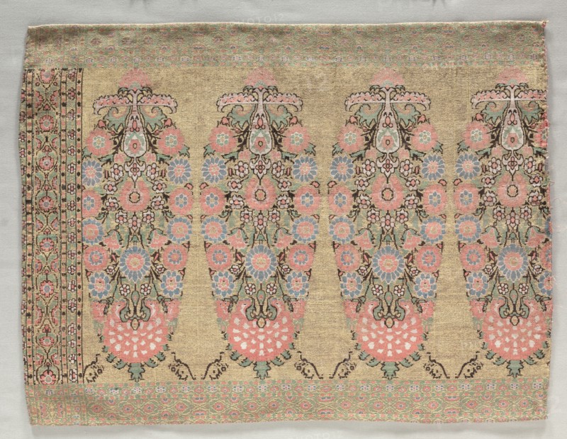 Two Pieces from a Scarf, 1700s. Iran, 18th century. Brocade; overall: 38.5 x 50.5 cm (15 3/16 x 19 7/8 in.)