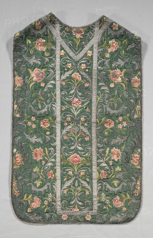 Chasuble, 1700s. Italy, 18th century. Embroidery; silk and metallic threads; overall: 104.8 x 66.6 cm (41 1/4 x 26 1/4 in.).