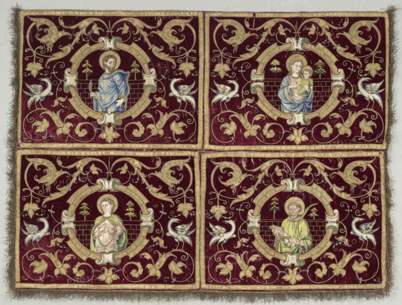 Embroidered Fragments, 16th century. Spain, 16th century. Appliqué embroidery, couched gold on velvet; overall: 111.8 x 82.6 cm (44 x 32 1/2 in.)