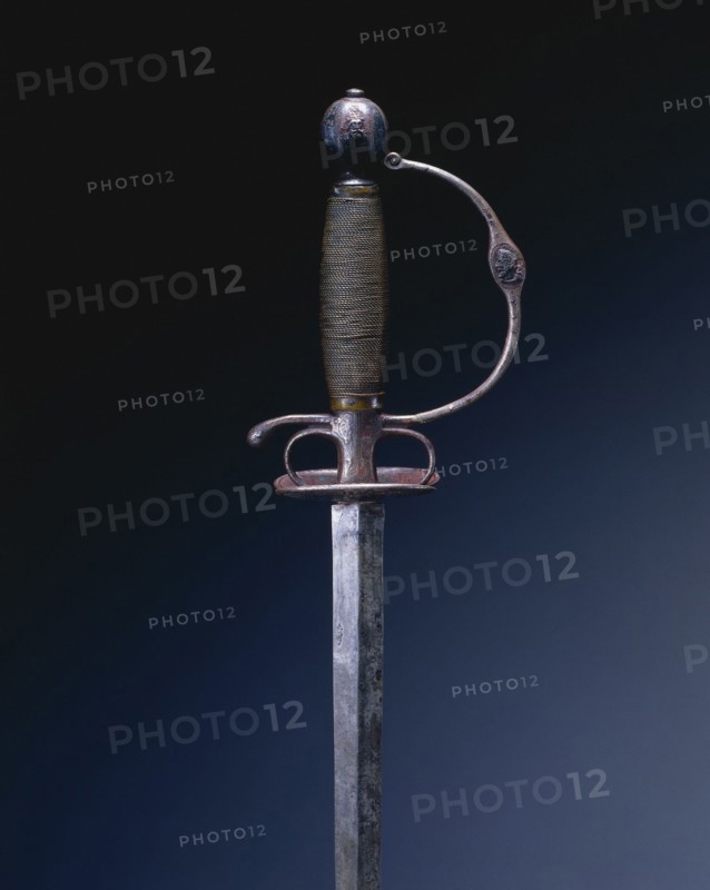 Small Sword, c. 1650-1670. France, 17th century. Steel, iron, silver inlay; wood and brass wire; overall: 90.8 cm (35 3/4 in.); blade: 74.1 cm (29 3/16 in.); guard: 6.7 cm (2 5/8 in.).