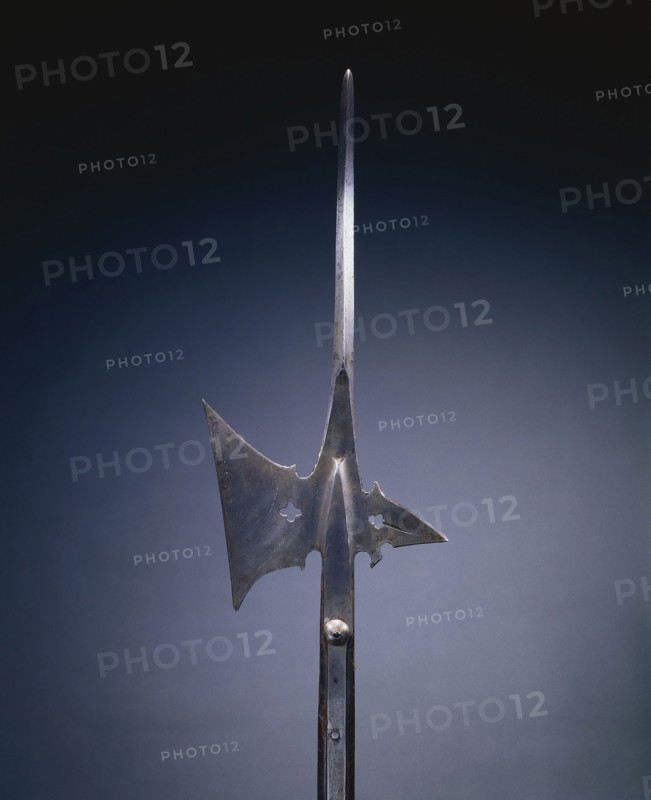 Halberd, c. 1520. Germany, 16th century. Steel, pierced quatrefoil; rectangular wood haft with planed corners; overall: 182.3 cm (71 3/4 in.); blade: 24.2 cm (9 1/2 in.).