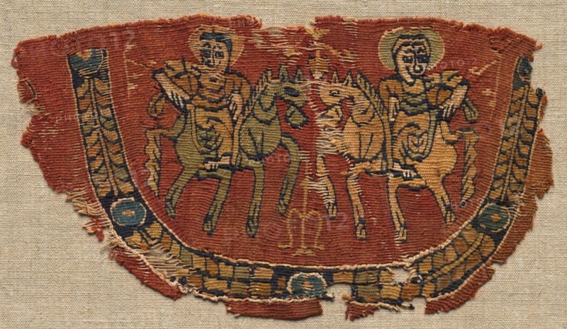 Fragment of an Ornamental Border of a Tunic, 800s. Egypt, late Abbasid or Tulunic period, 9th century. Tapestry weave; wool and linen; overall: 21.3 x 12.4 cm (8 3/8 x 4 7/8 in.).