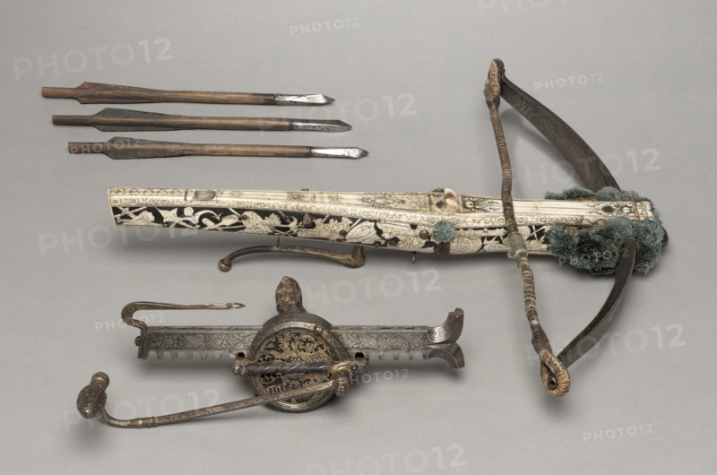 Crossbow Bolt, 1500s-1600s. Germany, 16th-17th century. Wood, leather, steel; overall: 37.2 cm (14 5/8 in.).