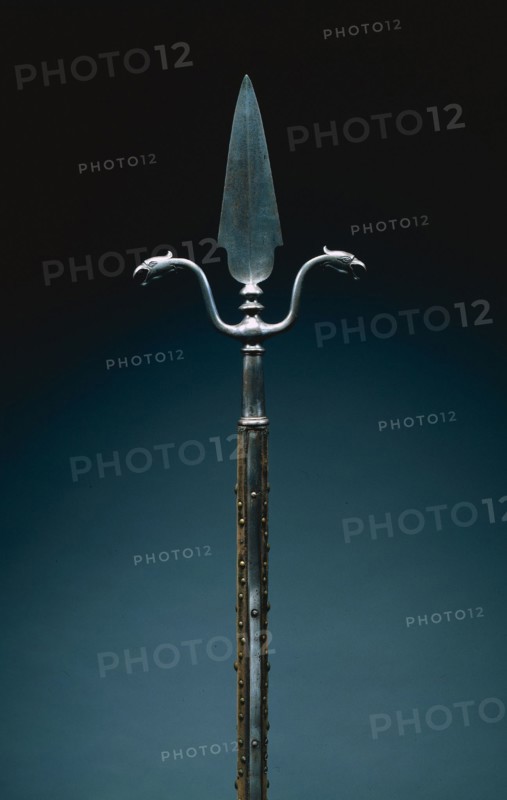 Linstock, c. 1600-1625. France, 17th century. Steel; octagonal wood haft covered with green velvet, brass studs; overall: 201 cm (79 1/8 in.); blade: 25.2 cm (9 15/16 in.).
