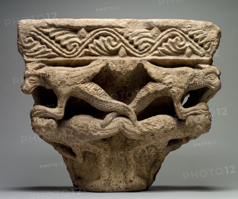 Capital with Dragons, 1200s. Southwest France, Languedoc, Toulouse (?), 13th century. Limestone; overall: 33.4 x 35.6 x 28.6 cm (13 1/8 x 14 x 11 1/4 in.).