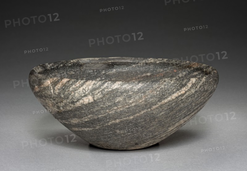 Bowl, 2770-2647 BC. Egypt, Early Dynastic Period, Dynasty 2, reign of Nynetjer or later. Anorthosite gneiss; diameter: 20 cm (7 7/8 in.); overall: 8.2 cm (3 1/4 in.).