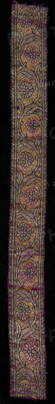 Narrow Strip used as Galloon, 1700s - 1800s. India, 18th-19th century. Lampas weave with unbound brocaded pattern; overall: 36.8 x 3.8 cm (14 1/2 x 1 1/2 in.)
