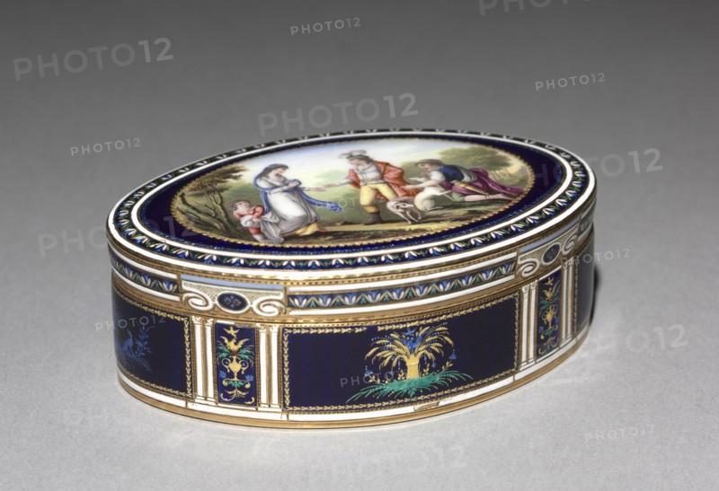 Box, late 1700s. Georges Rémond et Cie (Swiss). Gold and enamel; overall: 2.6 x 8.7 x 5.8 cm (1 x 3 7/16 x 2 5/16 in.).