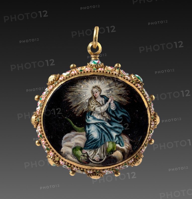 Pendant, 1600s - 1700s. Spain ?, 17th-18th century. Metal and enamel; overall: 4.8 x 4.7 cm (1 7/8 x 1 7/8 in.).