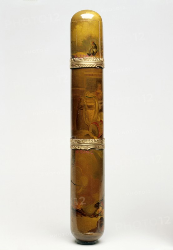 Perfume Case (Etui flaconnier), c. 1780. France, 18th century. Painted wood with gilt metal mounts, tortoiseshell; overall: 12.6 x 2.6 cm (4 15/16 x 1 in.).