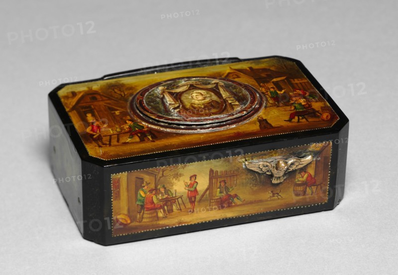 Music Box, 1800s. Switzerland, 19th century. Painted and gilded metal; overall: 3.5 x 10.2 x 6.7 cm (1 3/8 x 4 x 2 5/8 in.).