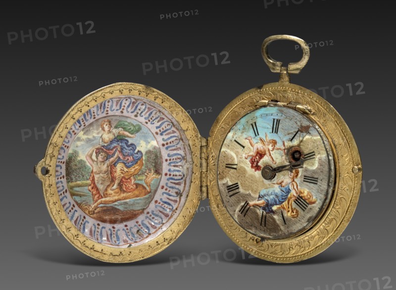 Watch, late 1700s - early 1800s. Marchand (French). Enameled case mounted in engraved gilded metal; diameter: 4.4 cm (1 3/4 in.).