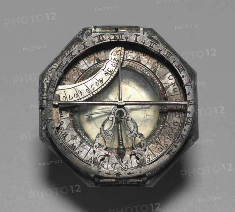 Compass and Sun Dial, 1700-1750. Germany,  Augsburg(?), 18th century. Silver; overall: 6.4 cm (2 1/2 in.).