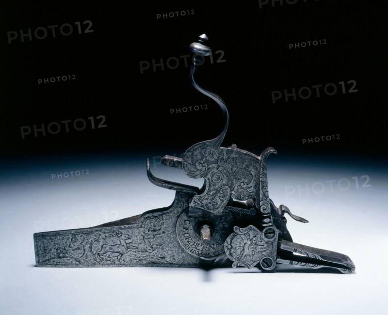 Wheel-Lock from a Hunting Gun, 1600s. Germany, 17th century. Steel, engraved; overall: 22.7 x 16.5 x 5.8 cm (8 15/16 x 6 1/2 x 2 5/16 in.).