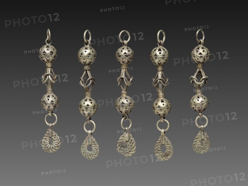 Set of Buttons, 1800s. Balkans(?), 19th century. Silver; average: 8.3 cm (3 1/4 in.).