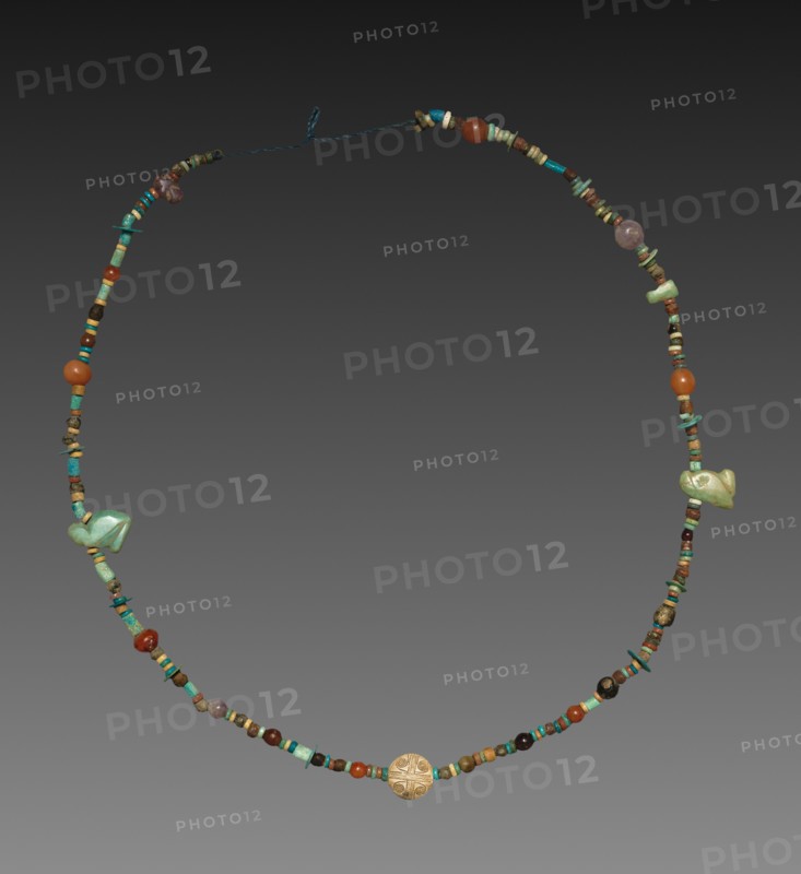 Necklace with Amulets, 1980-1801 BC. Egypt, Middle Kingdom, mostly Dynasty 12. Faience and various stones; overall: 28.2 cm (11 1/8 in.).