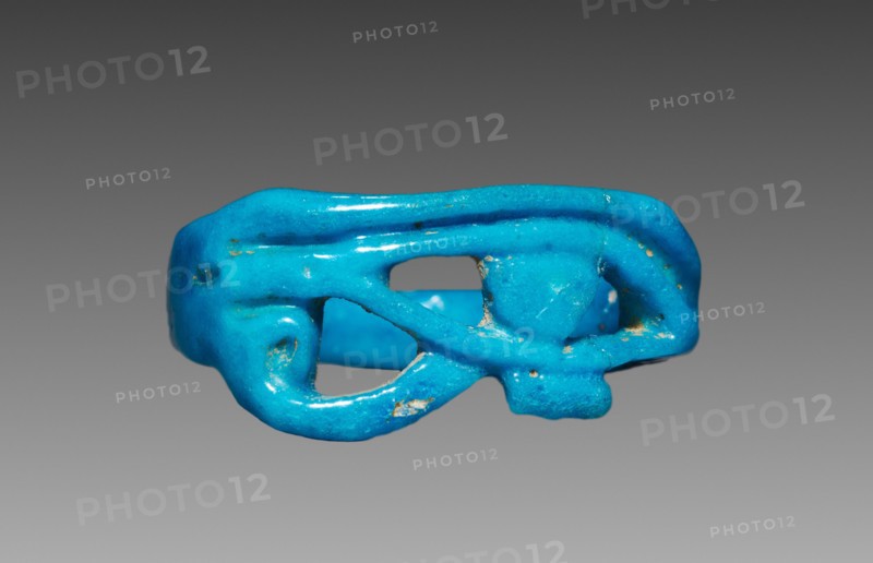 Wedjat-Eye Ring, 1350-1296 BC. Egypt, New Kingdom, late Dynasty 18 (1540-1296 BC). Bright turquoise blue faience; diameter: 2.1 cm (13/16 in.); overall: 2.1 cm (13/16 in.).