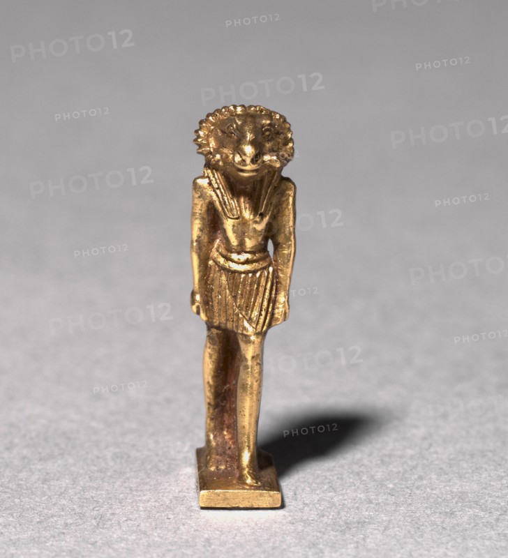 Amulet of a Ram-Headed Deity, c. 945-715 BC. Egypt, Third Intermediate Period, Dynasty 22 or later. Gold; overall: 2.5 x 0.6 x 1.2 cm (1 x 1/4 x 1/2 in.).