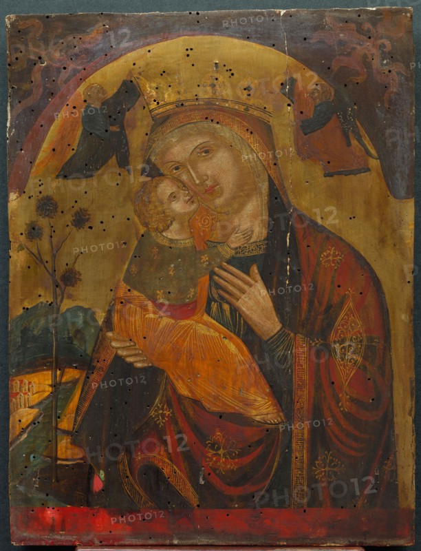 Virgin and Child, 1400s. Byzantine (Dalmatian?), 15th century. Tempera and gold on wood; framed: 63.5 x 50.8 x 10.2 cm (25 x 20 x 4 in.); unframed: 38.5 x 29.3 cm (15 3/16 x 11 9/16 in.)