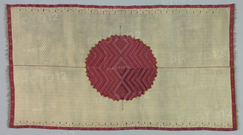 Sarape, c. 1865. America, Native North American, Southwest, Mexico, Saltillo, Post-Contact, Late Classic Period. Tapestry weave: cotton and wool; overall: 243.9 x 133.3 cm (96 x 52 1/2 in.)
