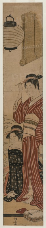 Two Geisha on a Balcony, 1782. Torii Kiyonaga (Japanese, 1752-1815). Color woodblock print; sheet: 82.2 x 26.4 cm (32 3/8 x 10 3/8 in.).