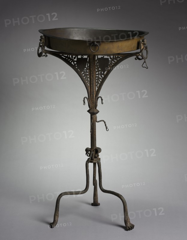 Tripod Brazier, c. 1400-1450. Italy, Siena?, 15th century. Wrought iron and copper; overall: 116.8 cm (46 in.)
