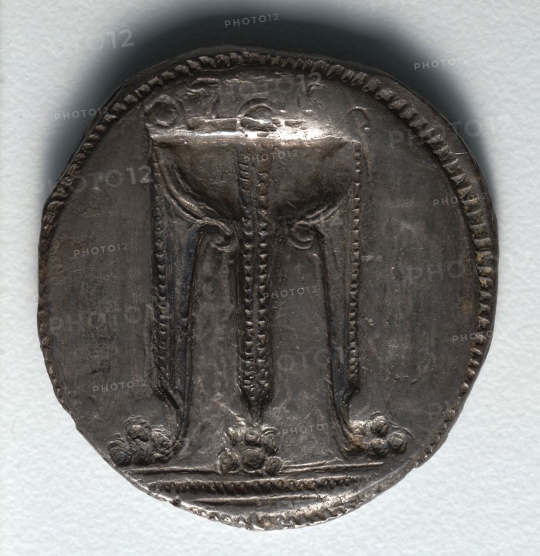 Stater: Tripod (reverse), 550-480 BC. Greece, Croton, 6th-5th century BC. Silver; diameter: 3 cm (1 3/16 in.).