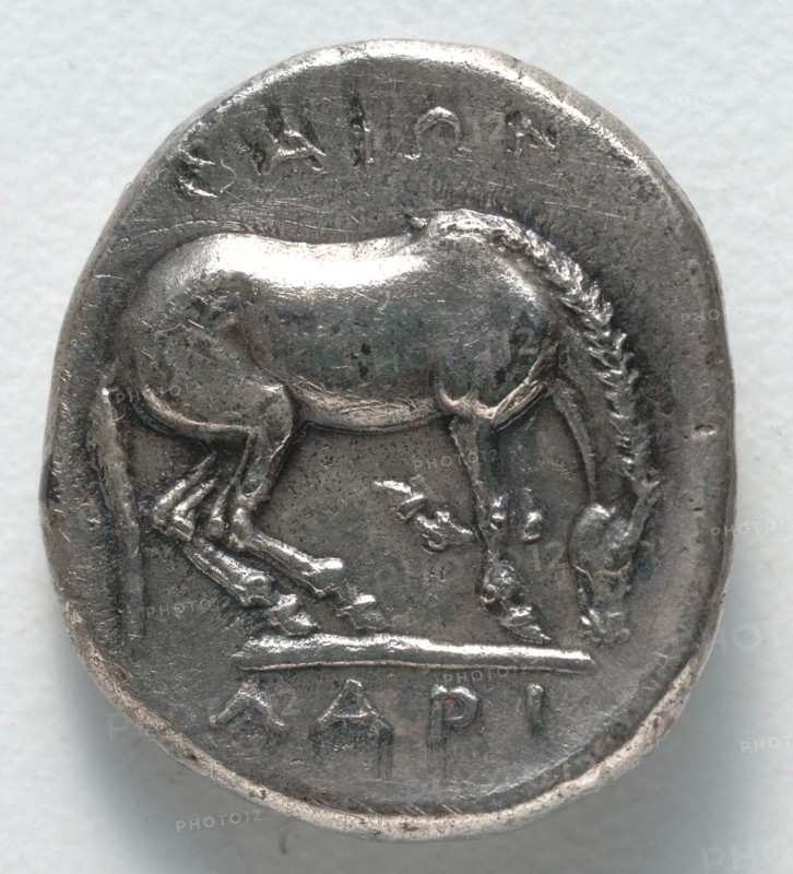 Drachma: Horse (reverse), 400-344 BC. Greece, Thessaly, 4th century BC. Silver; diameter: 2 cm (13/16 in.).