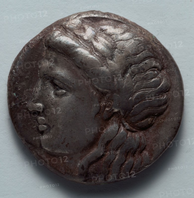 Tetradrachm: Phoenicia Standard  (obverse), 350-190 BC. Greece, Miletus, 4th -2nd century BC. Silver; diameter: 2.6 cm (1 in.).