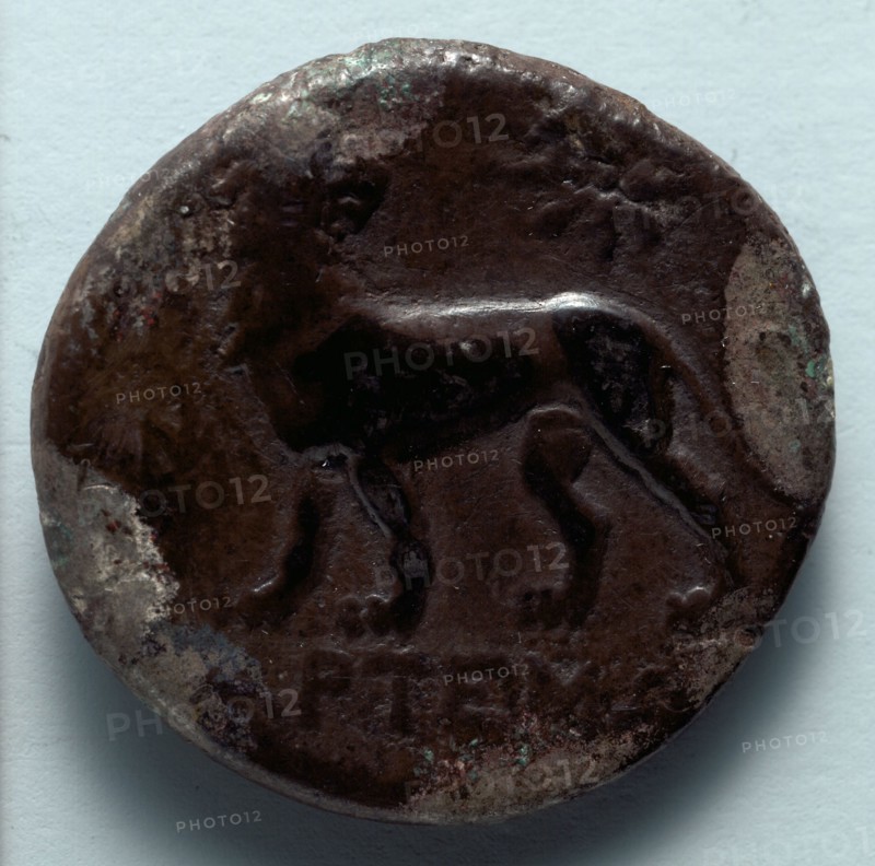 Tetradrachm: Lion Standing, Looking Back at Star  (reverse), 350-190 BC. Greece, Miletus, 4th-2nd century BC. Silver; diameter: 2.6 cm (1 in.).