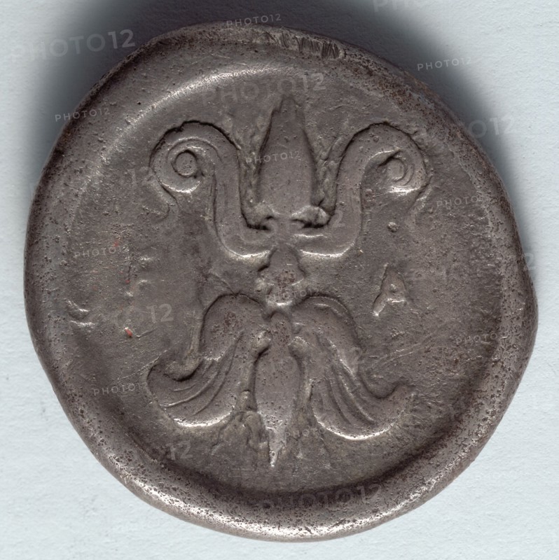 Stater: Fulmen (reverse), 471-421 BC. Greece, Elis for Olympic Festivals, 5th century BC. Silver; diameter: 2.6 cm (1 in.).