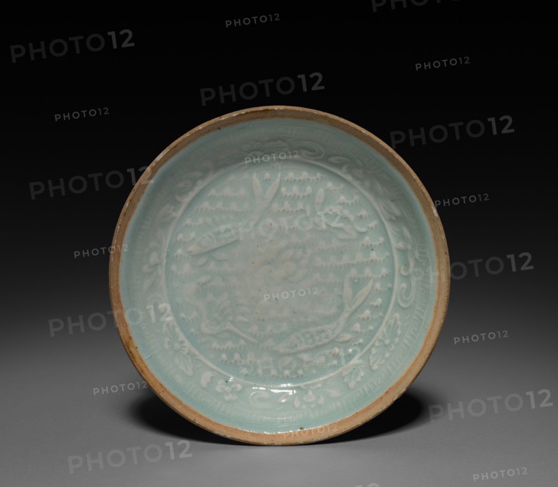 Saucer: Qingbai ware, 13th-14th Century. China, Southern Song Dynasty (1127-1279) - Yuan Dynasty (1271-1368). Porcelain with blue and white decoration; diameter: 13.8 cm (5 7/16 in.).