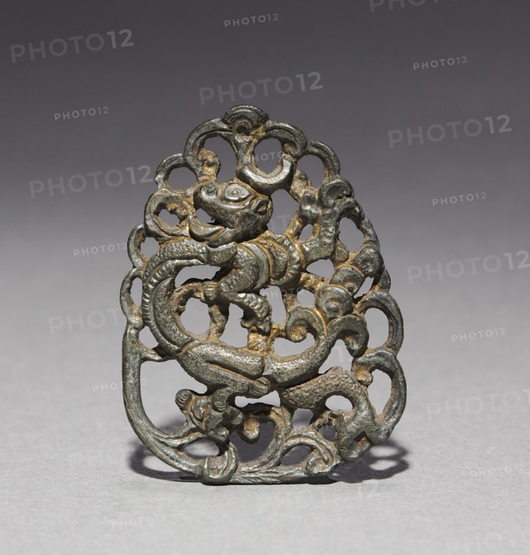 Ornament with Lotus and Mandarin Duck Design, 1100s. Korea, Goryeo period (918-1392). Bronze; overall: 3.4 x 2.5 cm (1 5/16 x 1 in.).