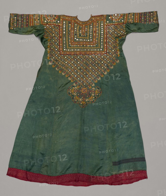 Woman's Dress, 1800s. India, Cutch, 19th century. Embroidery, silk thread on silk ground; overall: 116 x 105.5 cm (45 11/16 x 41 9/16 in.)