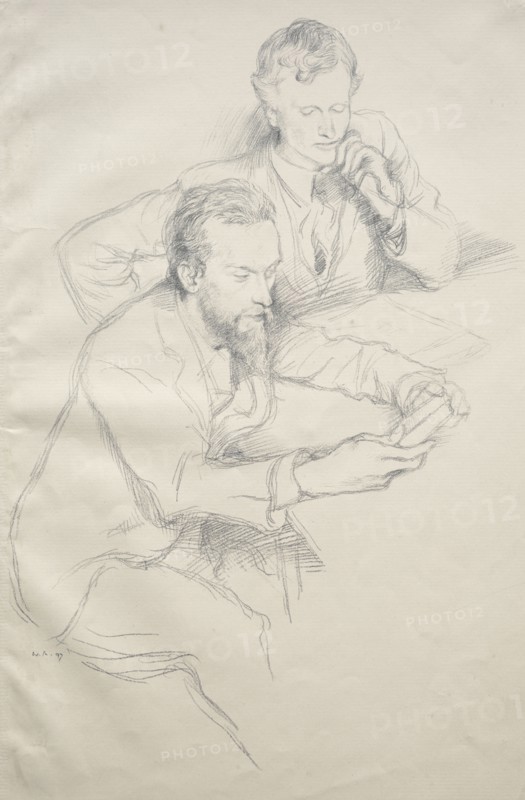 Ricketts and Shannon, 1897. William Rothenstein (British, 1872-1945). Lithograph