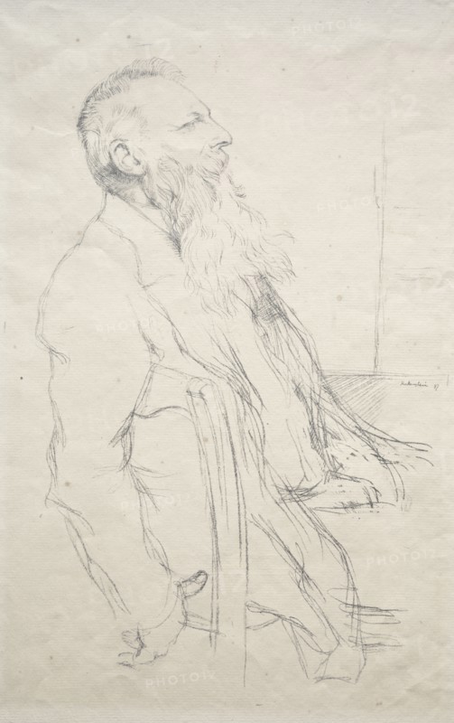 Auguste Rodin, 1897. William Rothenstein (British, 1872-1945). Lithograph