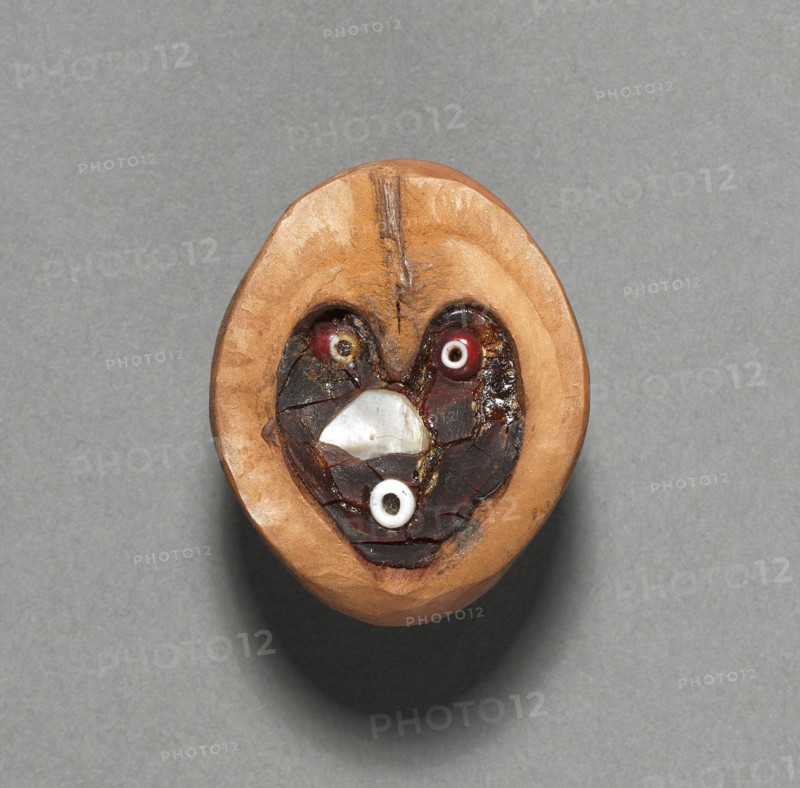Gambling Dice, Unassigned, before 1917. California, Tulare, Unassigned. Hollow shell, resin, glass beads, mica/seashell fragment; overall: 1.5 x 2 cm (9/16 x 13/16 in.).