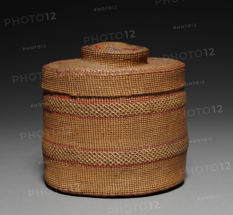 Lidded Basket, Unassigned, before 1917. Northwest Coast, Haida, Unassigned. Twilled, imbricated; overall: 3.5 x 13 cm (1 3/8 x 5 1/8 in.).