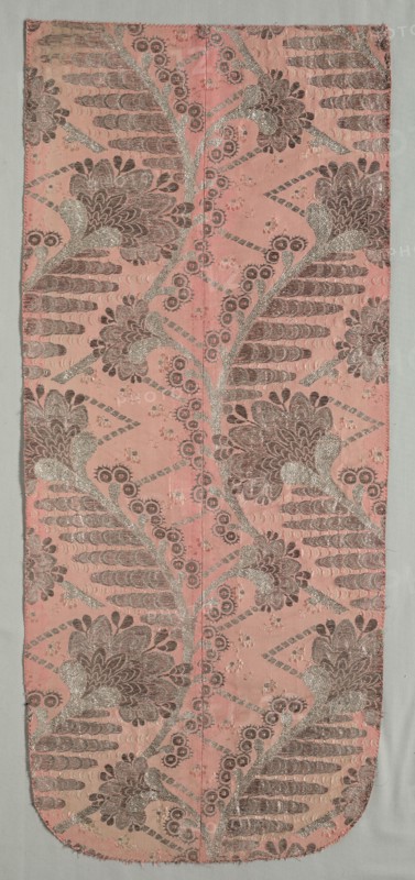 Fragment, 1723-1774. France, 18th century, Period of Louis XV (1723-1774). Tabby, brocaded; silk and silver filé; overall: 91.9 x 40 cm (36 3/16 x 15 3/4 in.)