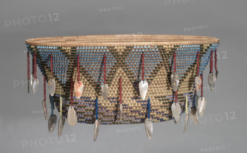 Gift Bowl, c 1890s. California, Wintu, late 19th century. Coiled, beads, shells; overall: 9 x 22.3 cm (3 9/16 x 8 3/4 in.).