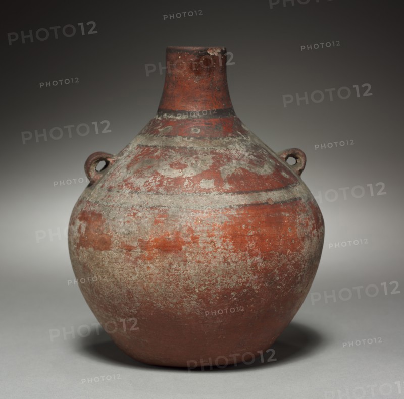 Bottle, 400-1000. Peru, Pachacamac, Tiwanaku style, 400-1000. Pottery; overall: 19.6 x 16.1 cm (7 11/16 x 6 5/16 in.).