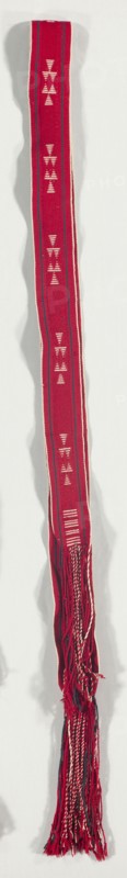 "Navajo Style" Belt/Sash, c 1890-1917. America, Native North American, Southwest, Navajo, Post-Contact, Early Period. Warp face plain weave with supplementary warp float; cotton and wool; overall: 298 x 9 cm (117 5/16 x 3 9/16 in.).